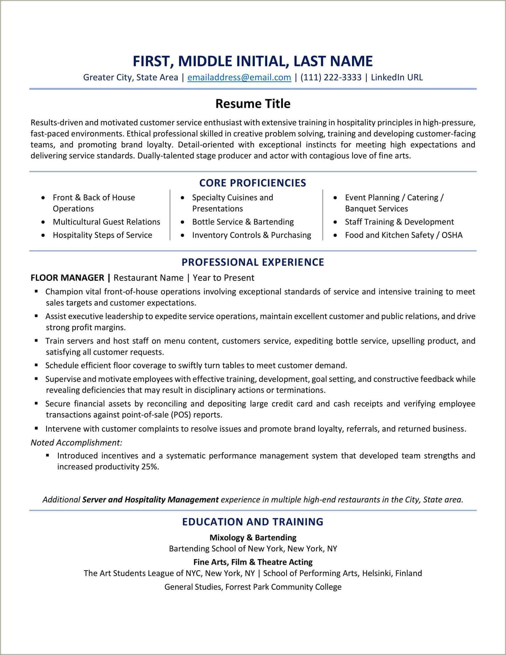 General Resume Objective For Someone With Many Experiences