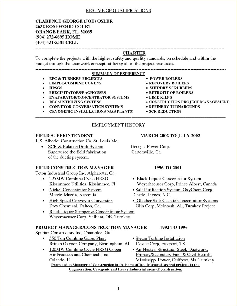 General Resume Summary Of Qualifications Examples
