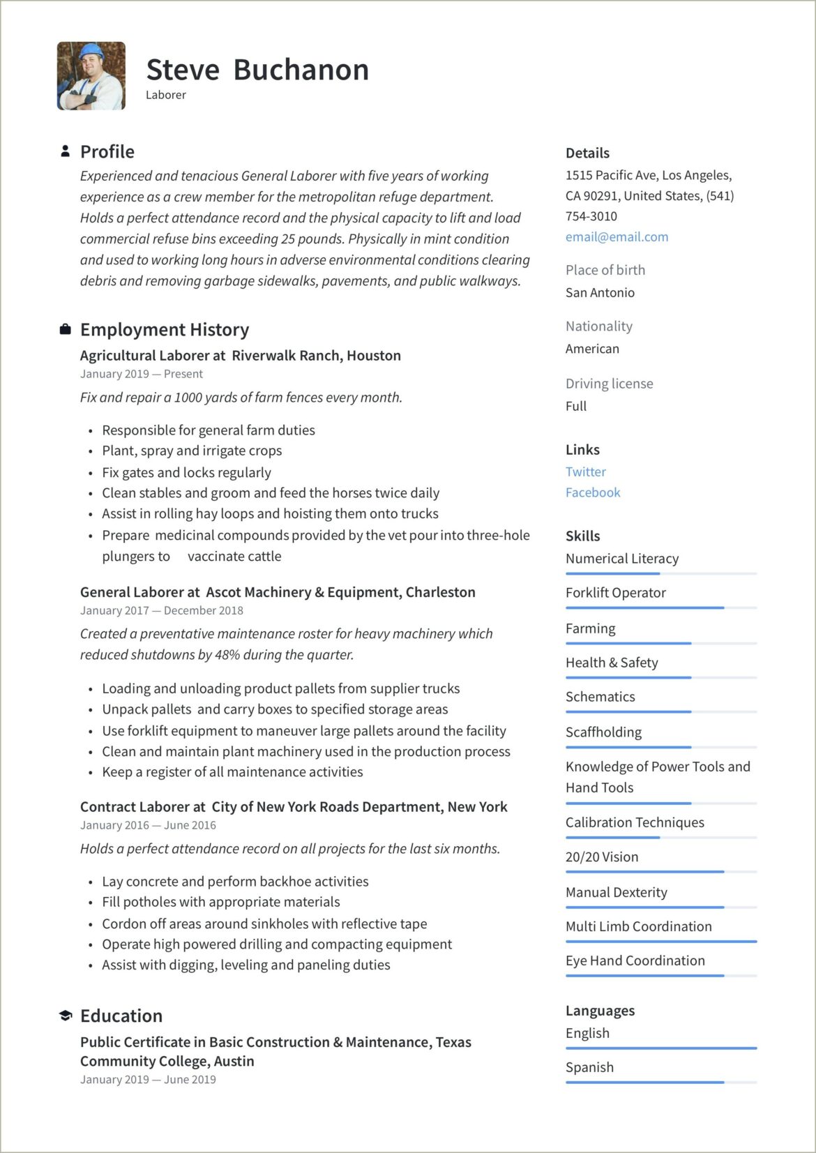 General Warehouse Maintenance Worker Resume Summary