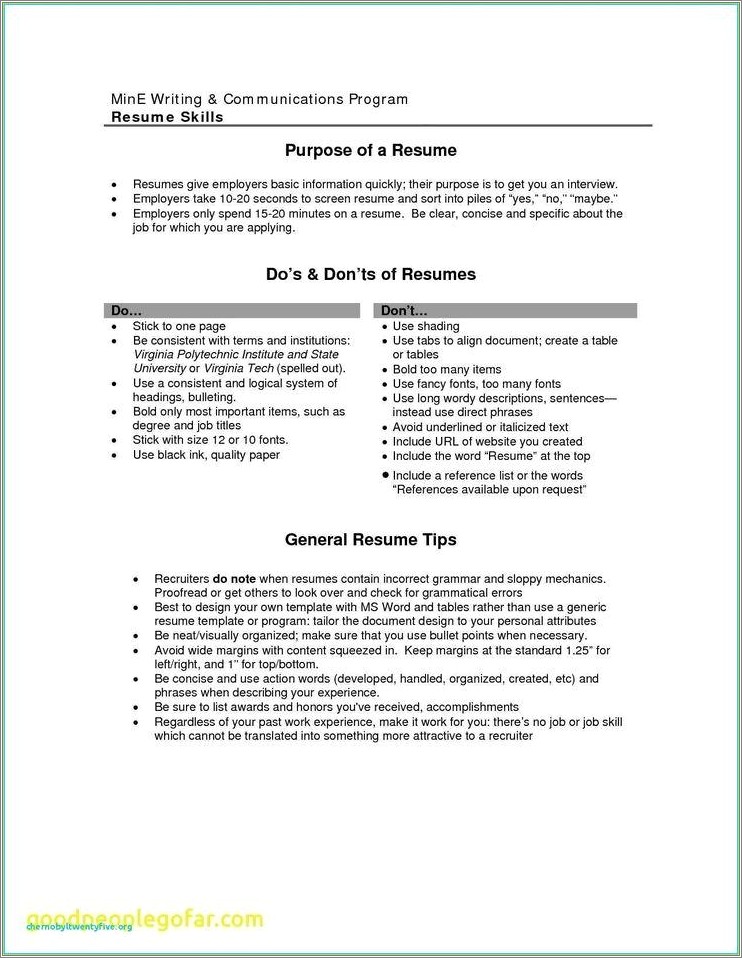 General Wording For The Objective On A Resume