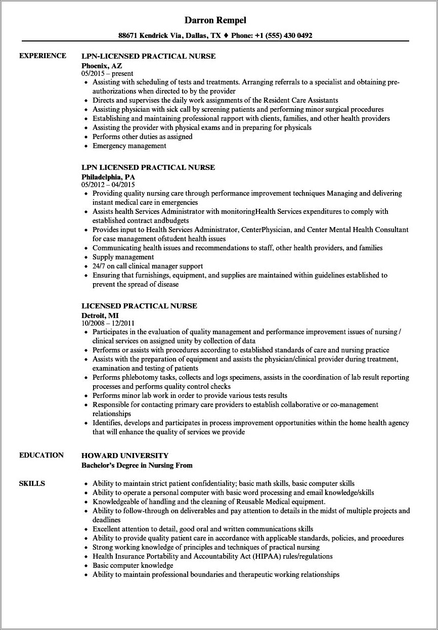 Geriatric Nurse Job Description For Resume