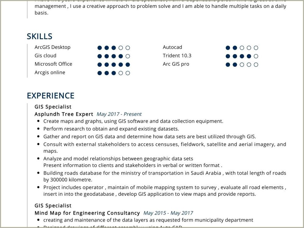 Gis Skills To Put On A Resume