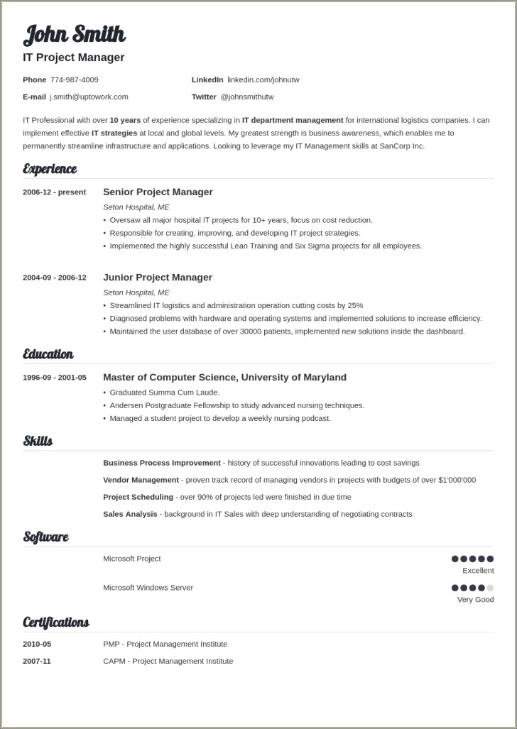 Give Me Some Example Of Resume