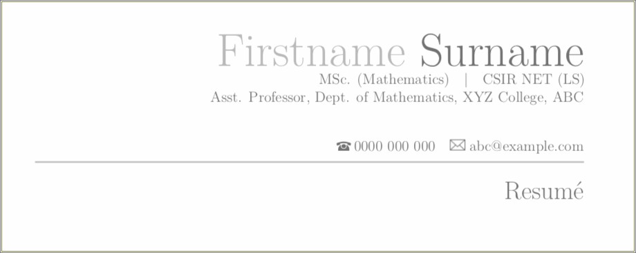 Good Accent Font For Name On Resume