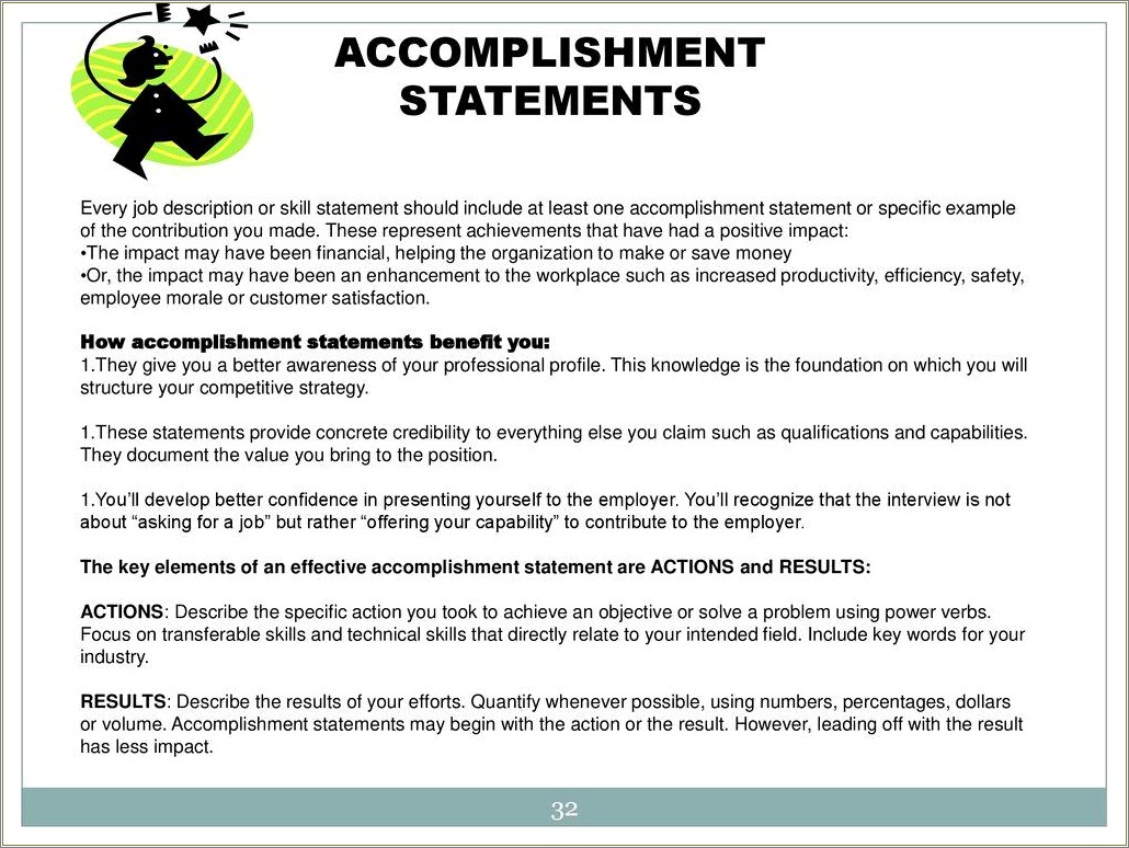 Good Accomplishment Statements For Your Resume
