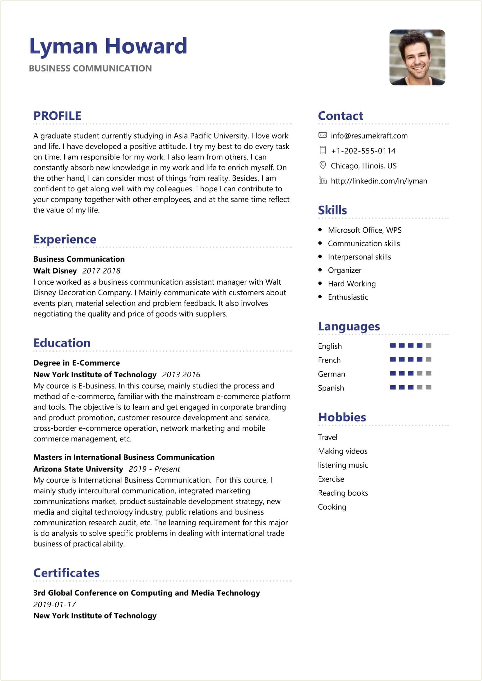 Good Business Objective For A Resume