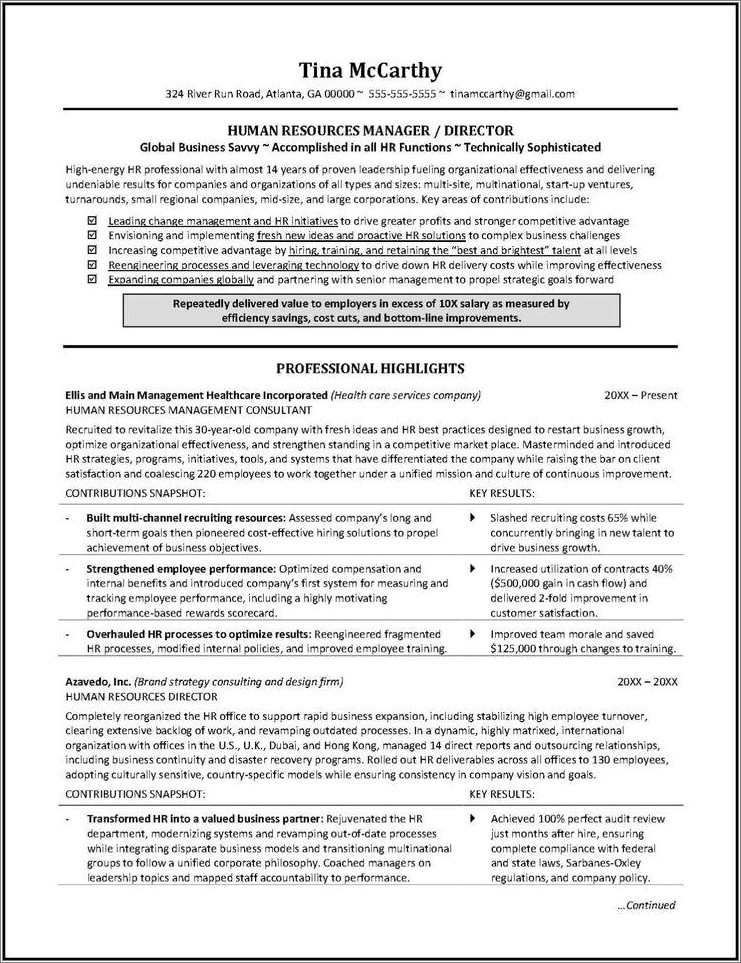Good Career Objective For Human Resource Resume