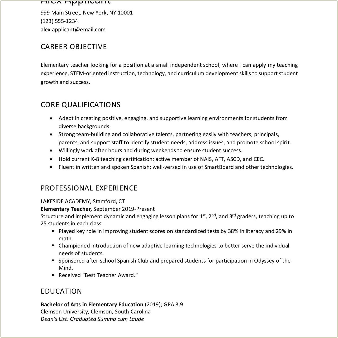 Good Career Objectives For Resume Examples