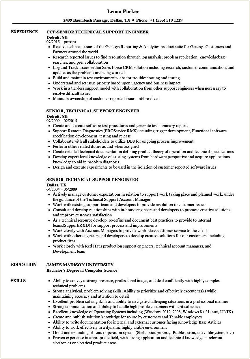 Good Desktop Support Skills In Resume