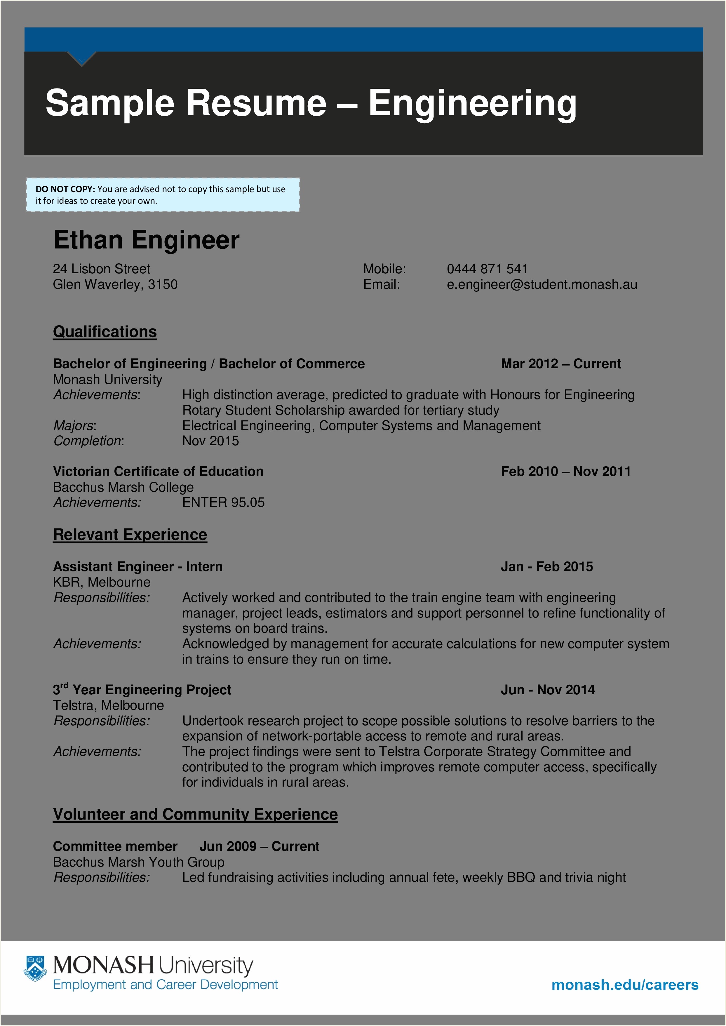 Good Engineer Resume As A Student