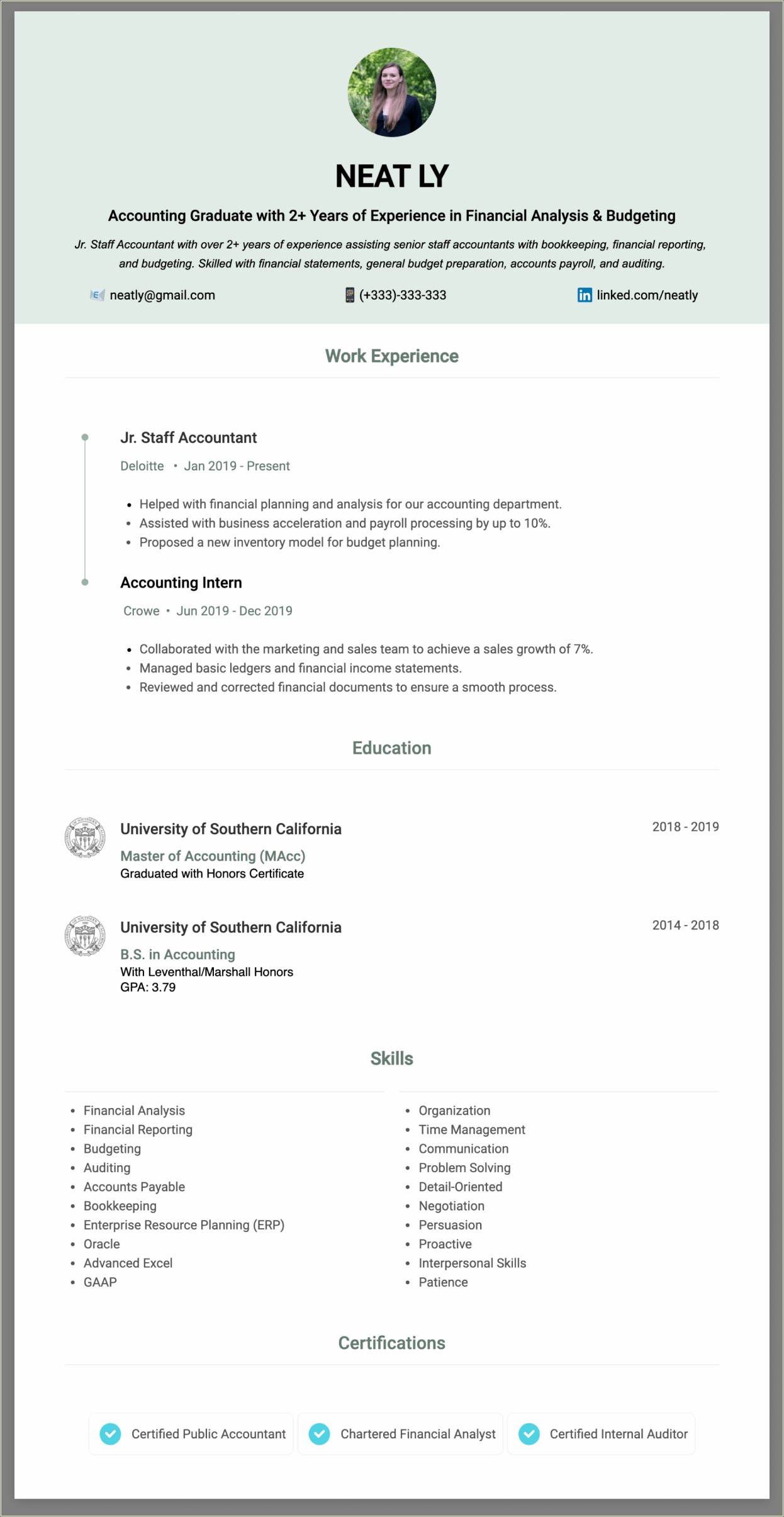 Good Examples Of Achievements In An Accountant Resume