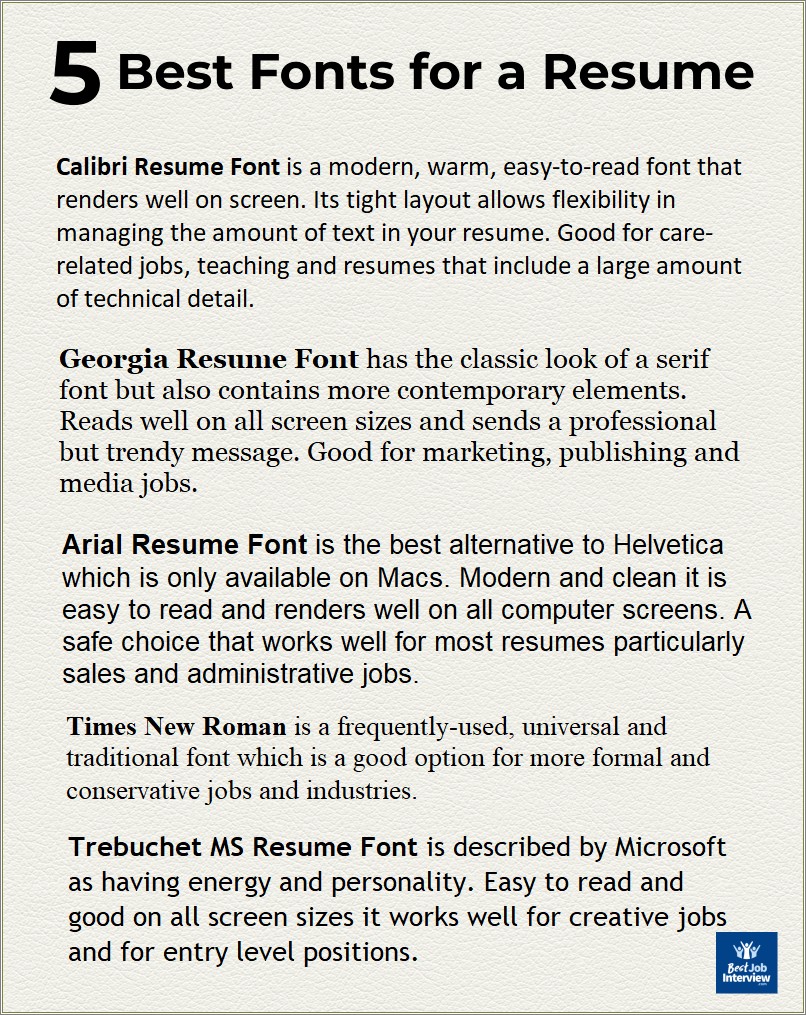 Good Font To Use For Resume Names