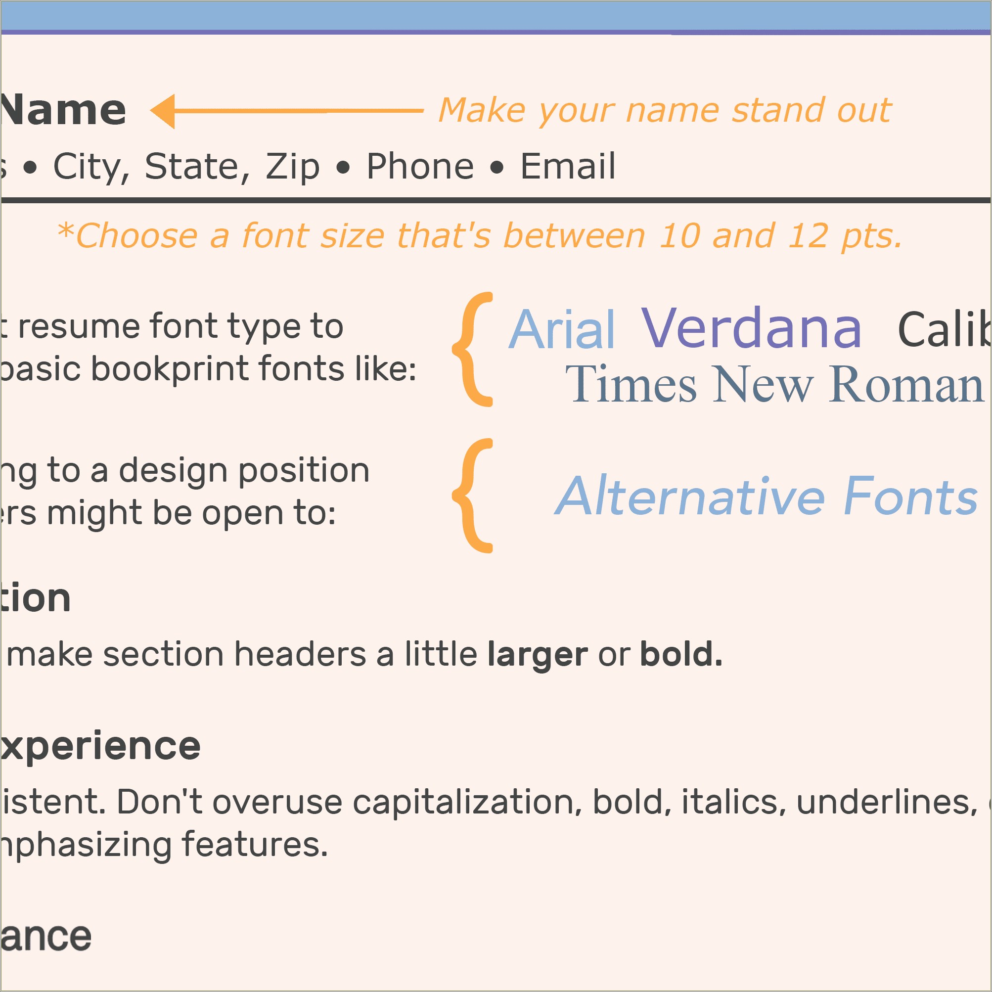 Good Fonts To Use For A Resume