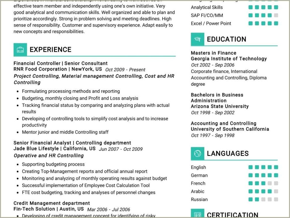 Good Interests To Put On A Finance Resume
