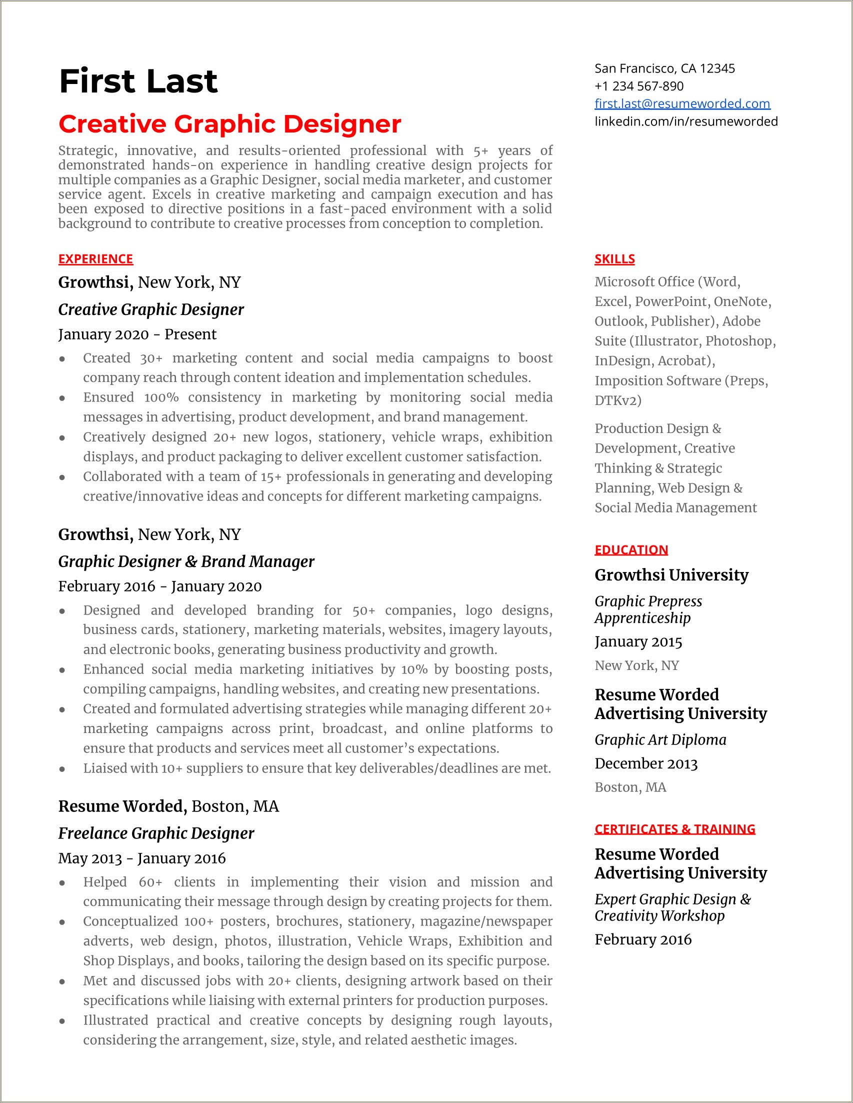 Good Job Description For Graphic Designer Resume