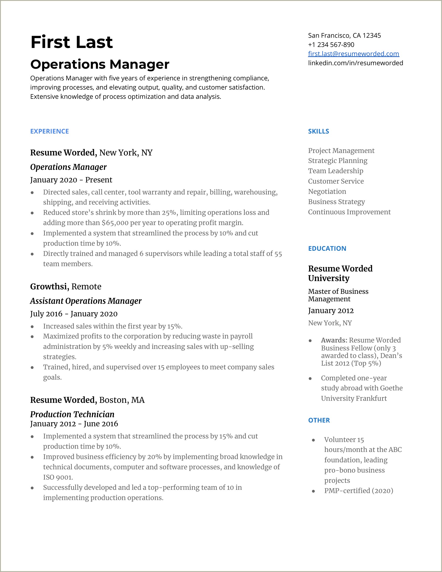Good Management Skills For Resume Examples