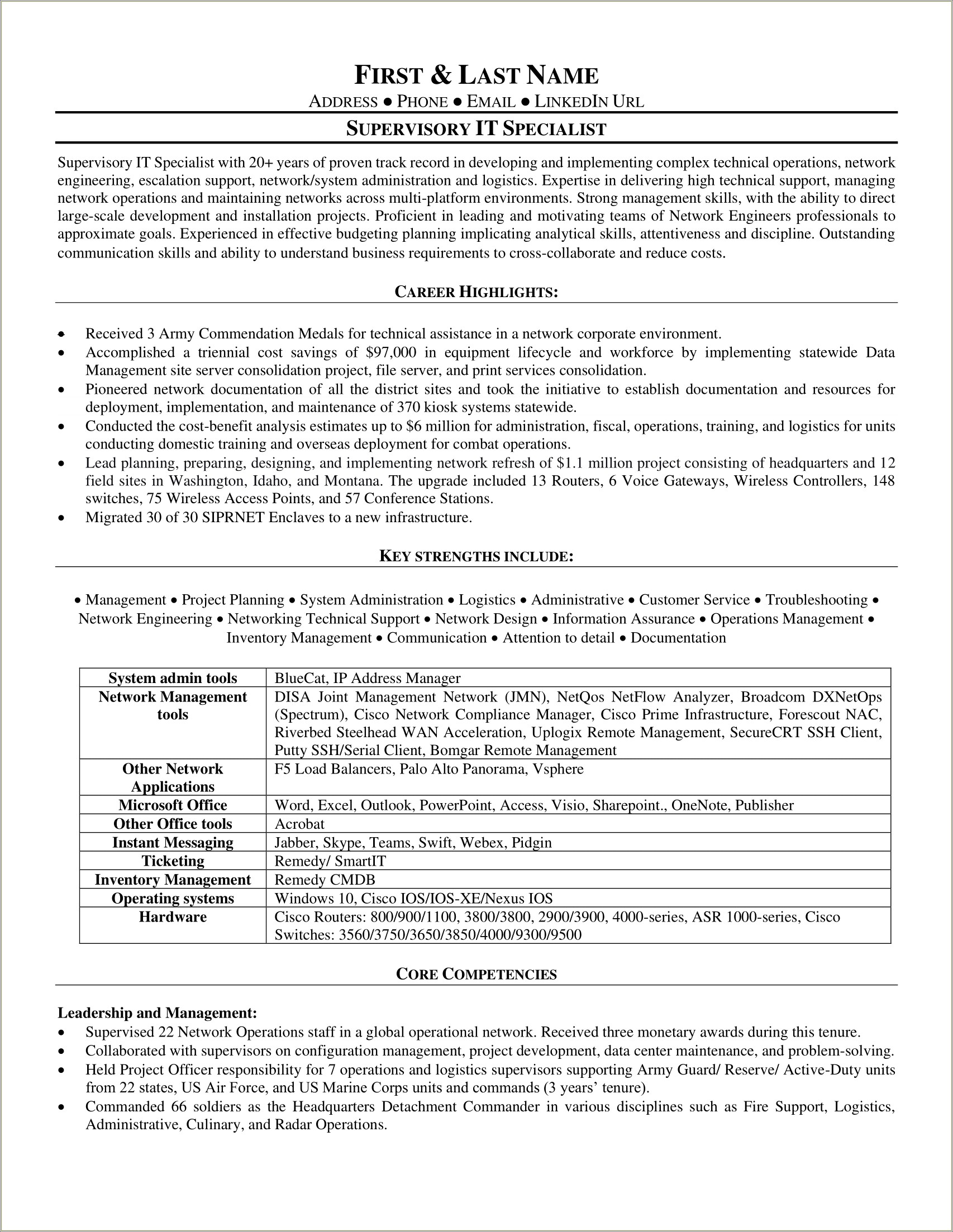 Good Military Resume To Civilian Sample