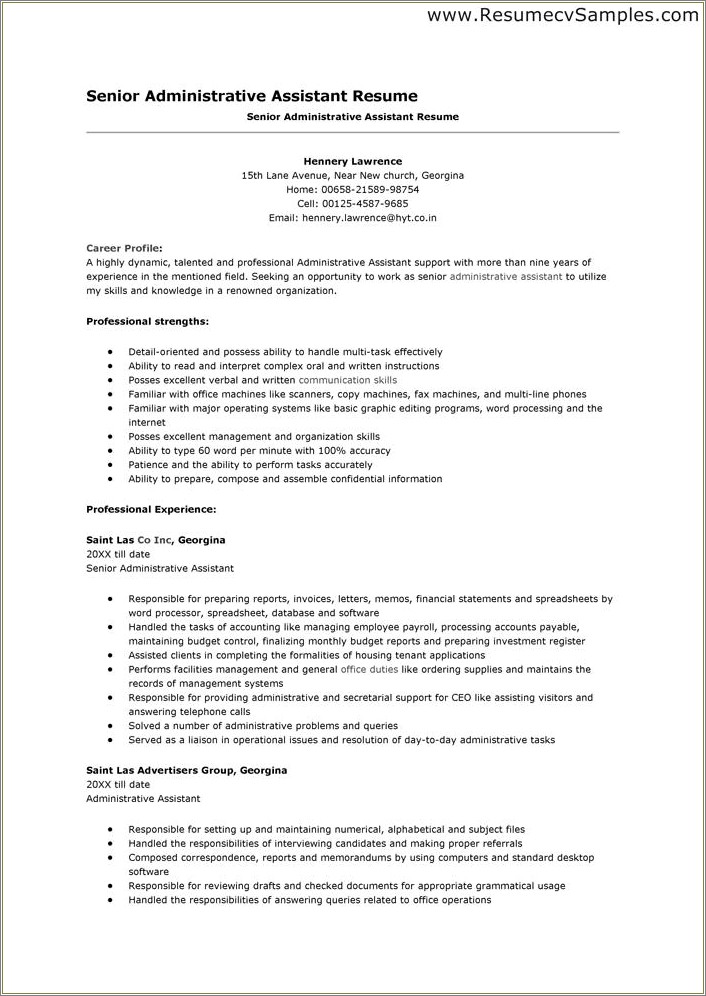 Good Objective For An Administrative Assistant Resume