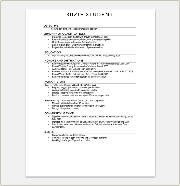 Good Objective For High School Student Resume