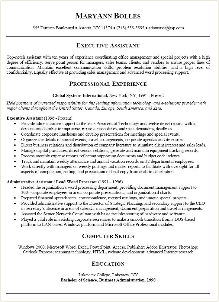 Good Objective Statement For Secretary Resume