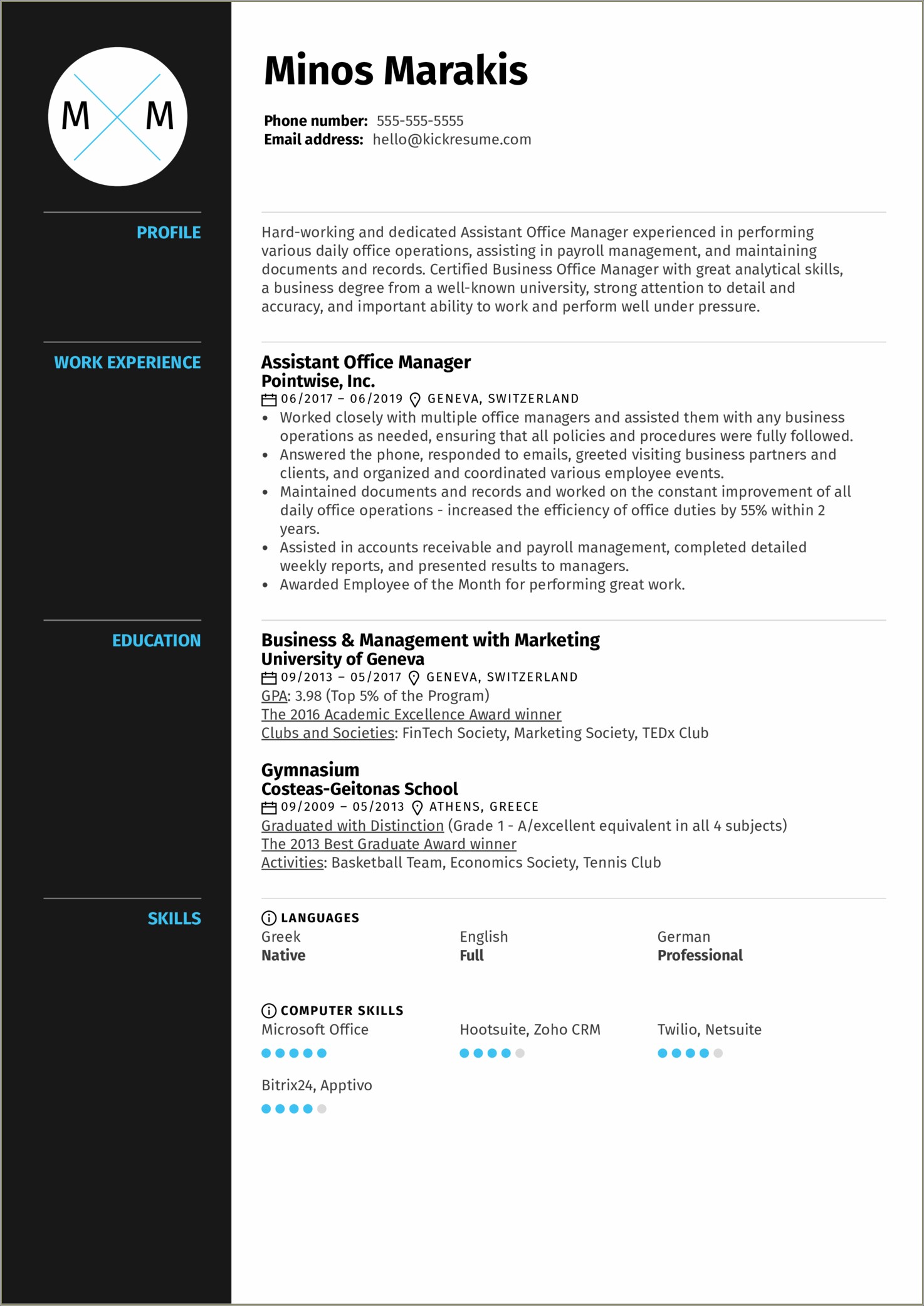 Good Office Manager Skills For Resume