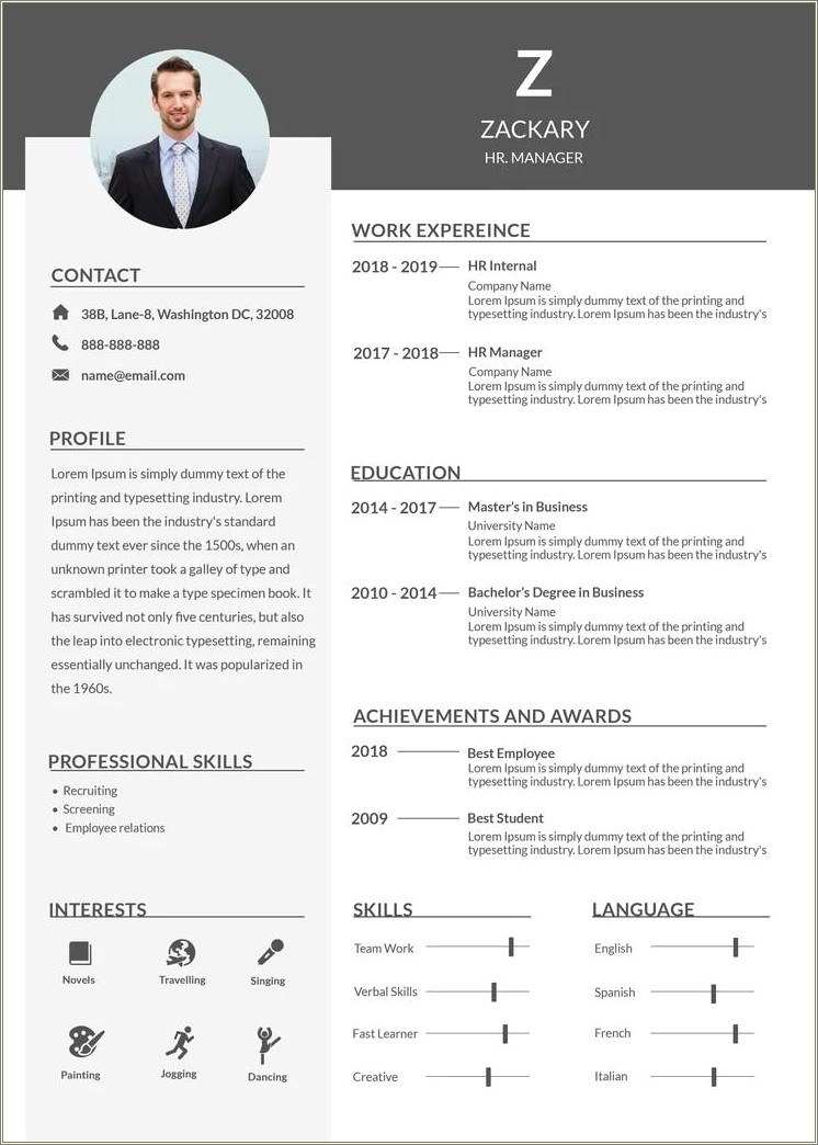 Good Phrases For Resume In Hr