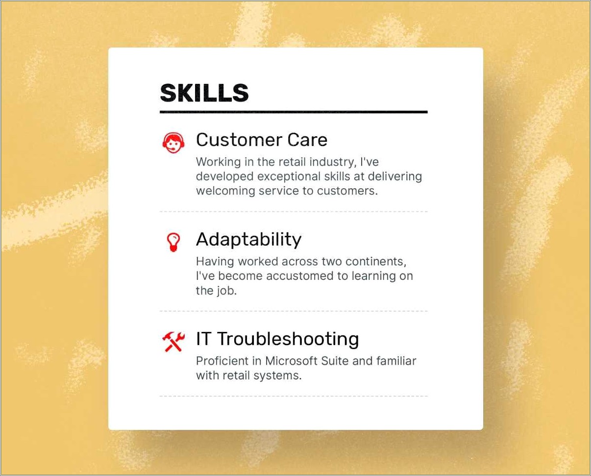 Good Professional Skills For A Resume