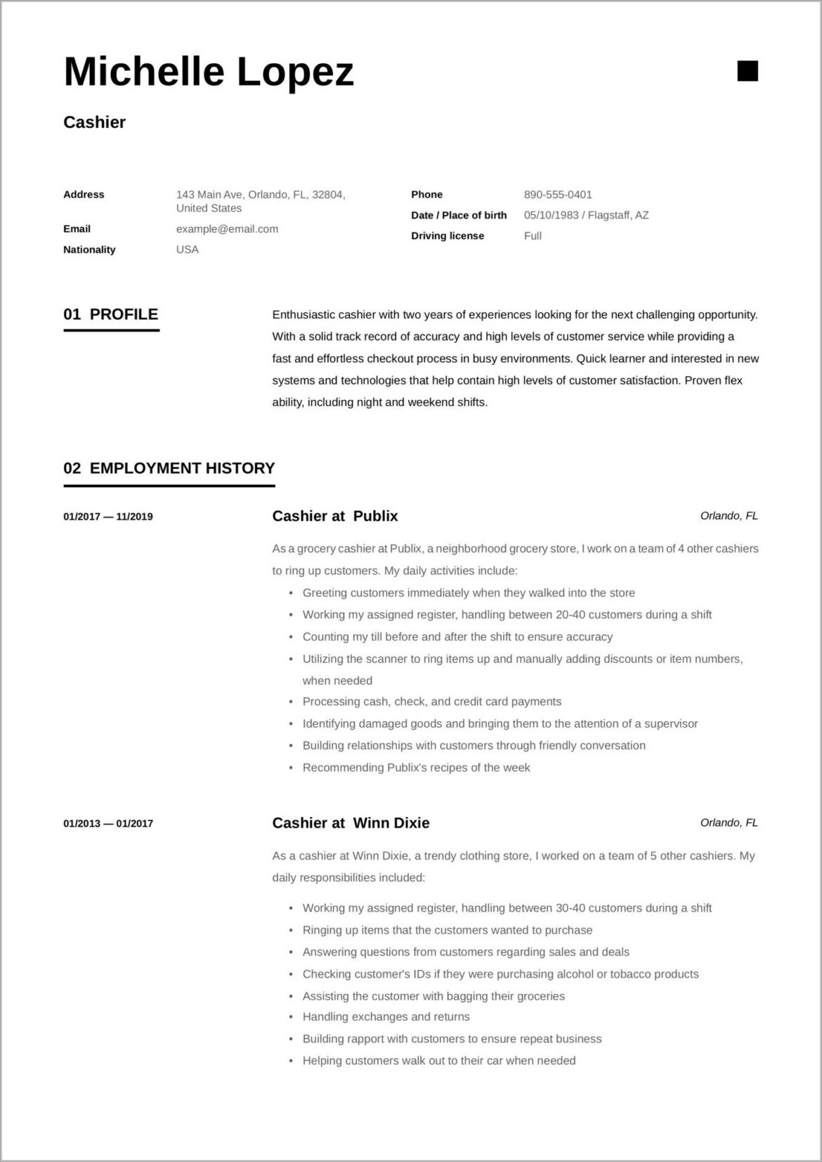 Good Professional Summary For Cashier Resume