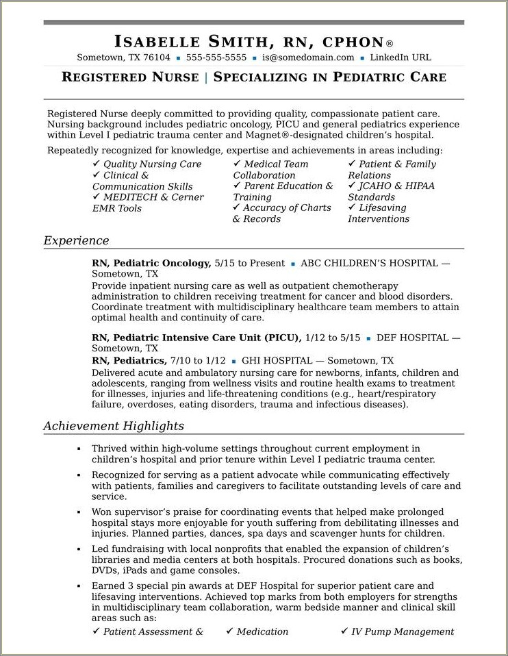 Good Qualities In A Nurse For Resume