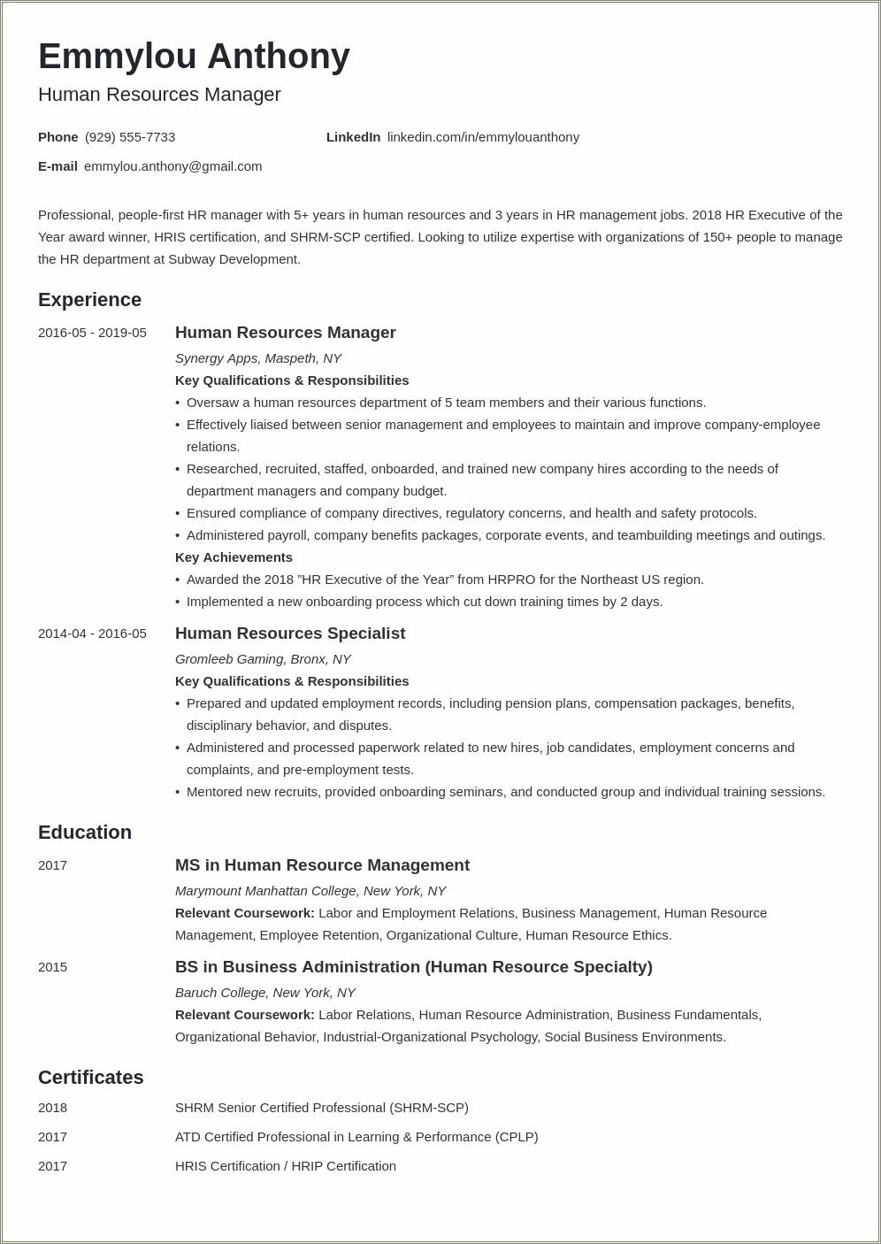 Good Responsibility To Put In Resume For Manager