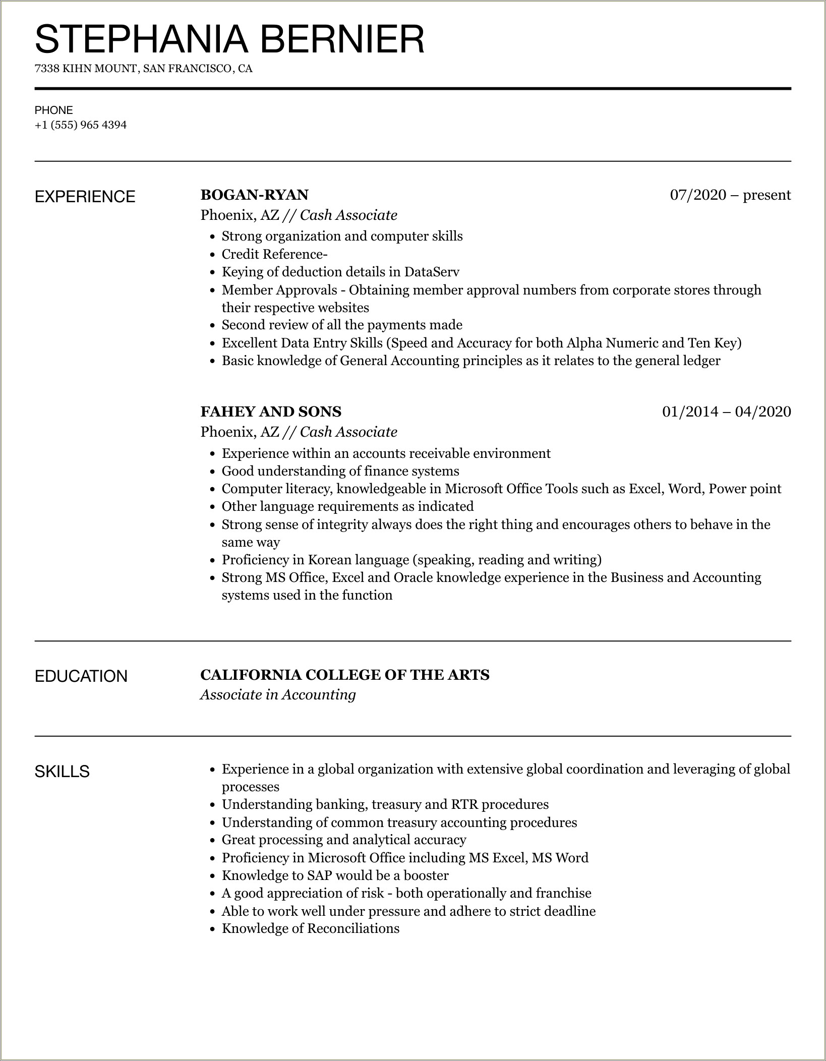 Good Resume Description Of Backroom Associate