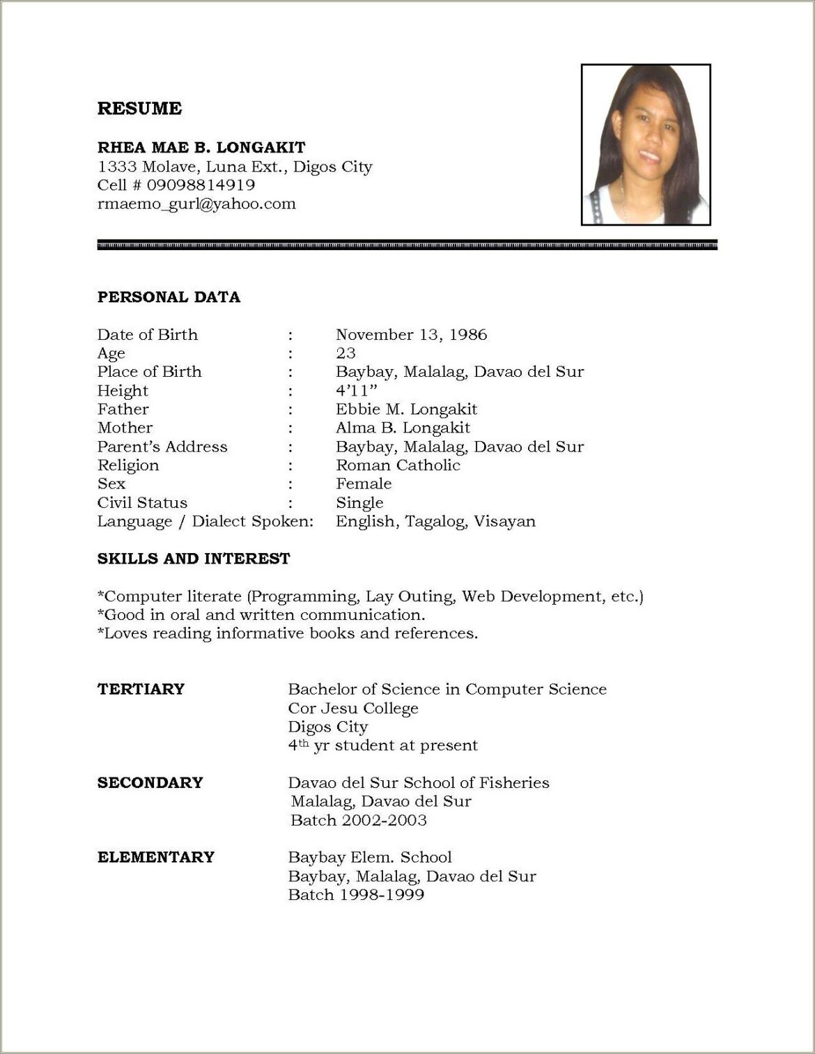 Good Resume Example With Job References