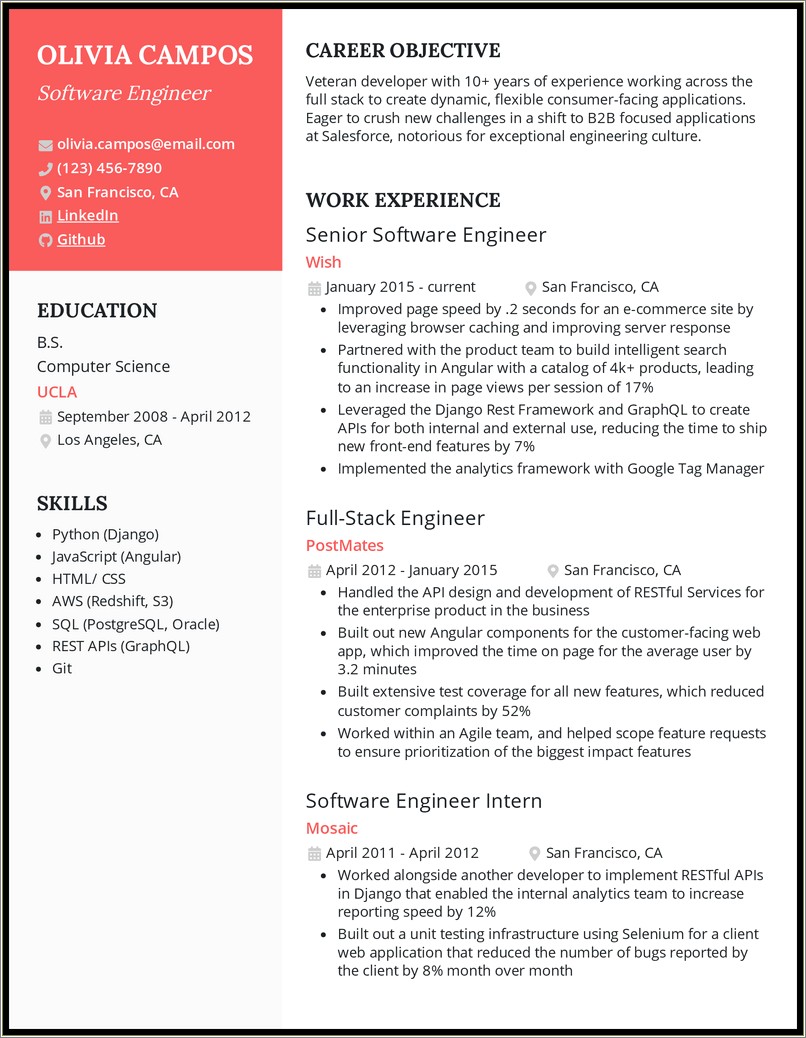 Good Resume Examples For Engineers