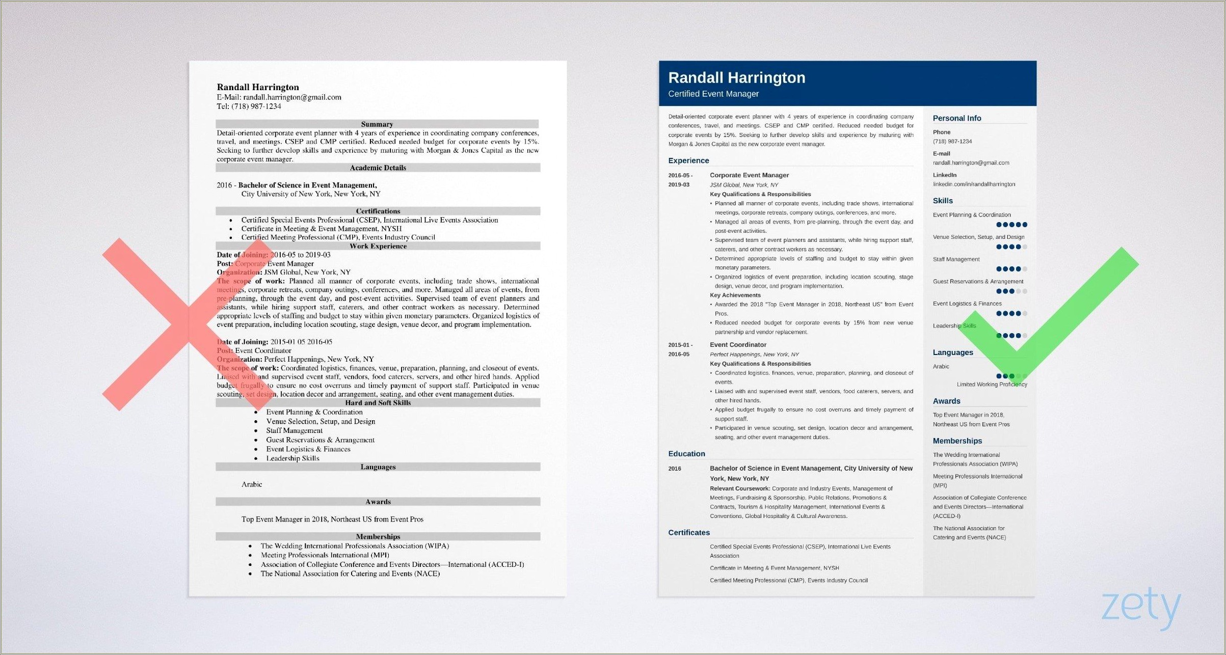 Good Resume Examples For Networking Events