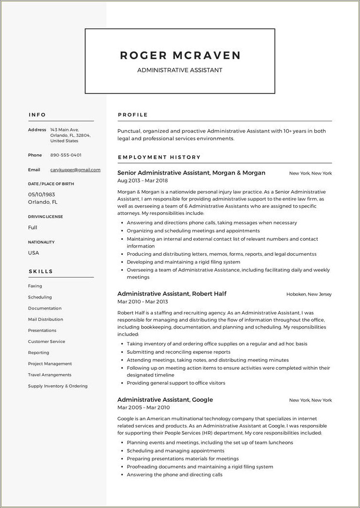 Good Resume Examples For Office Assistant