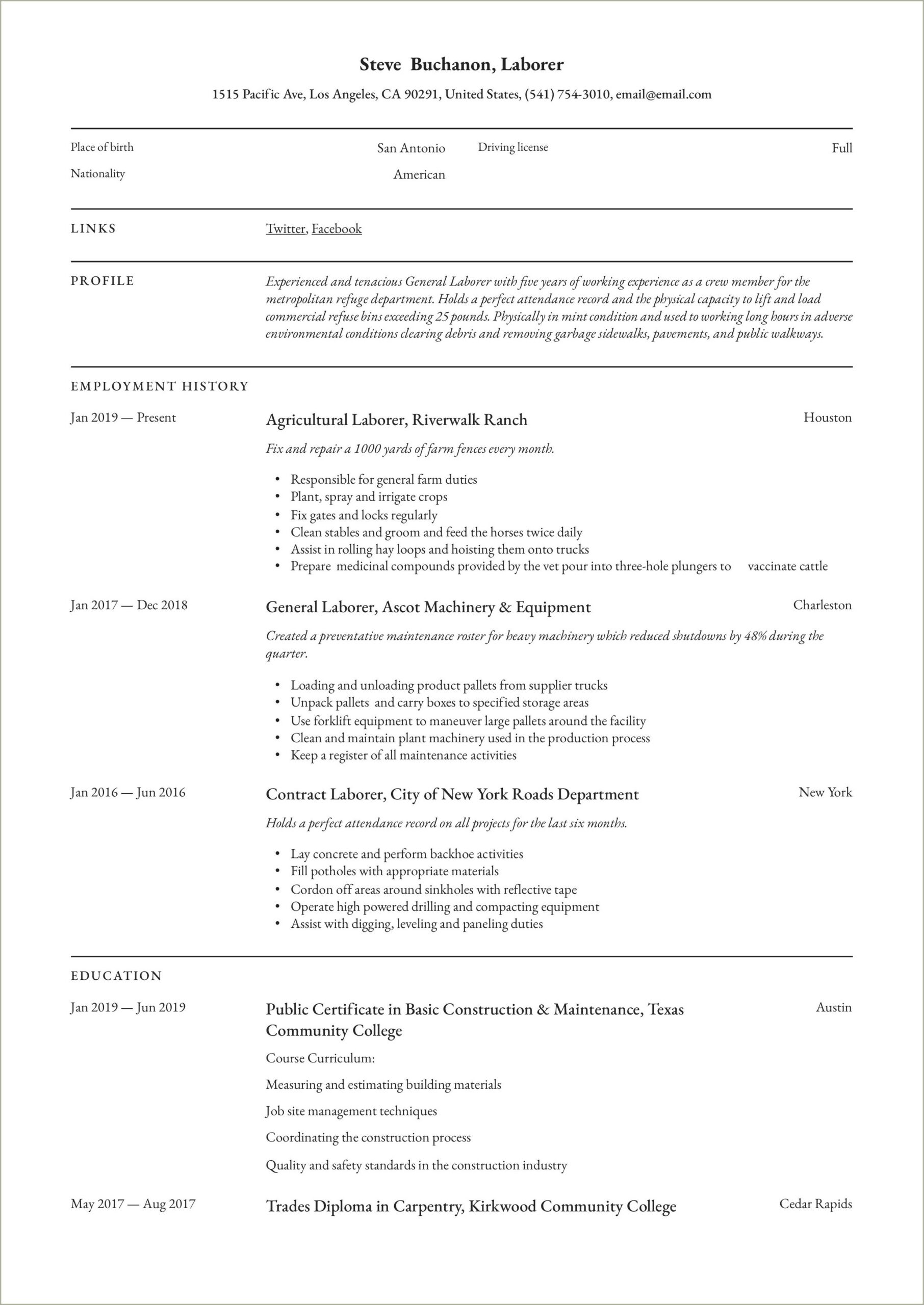 Good Resume Summary For General Job
