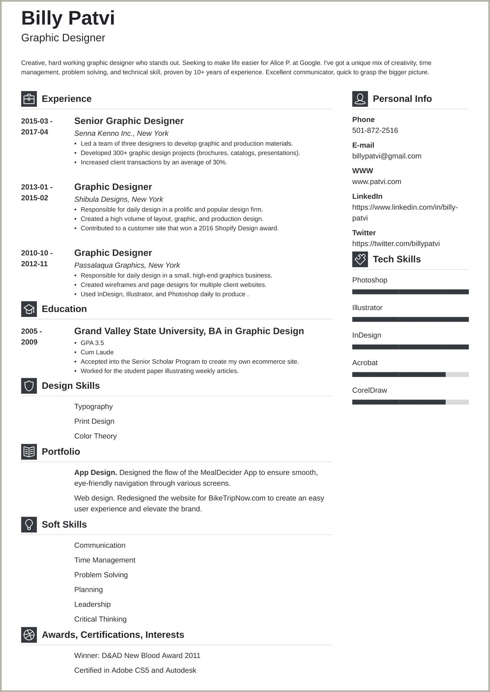 Good Resumes According To A Graphic Designer