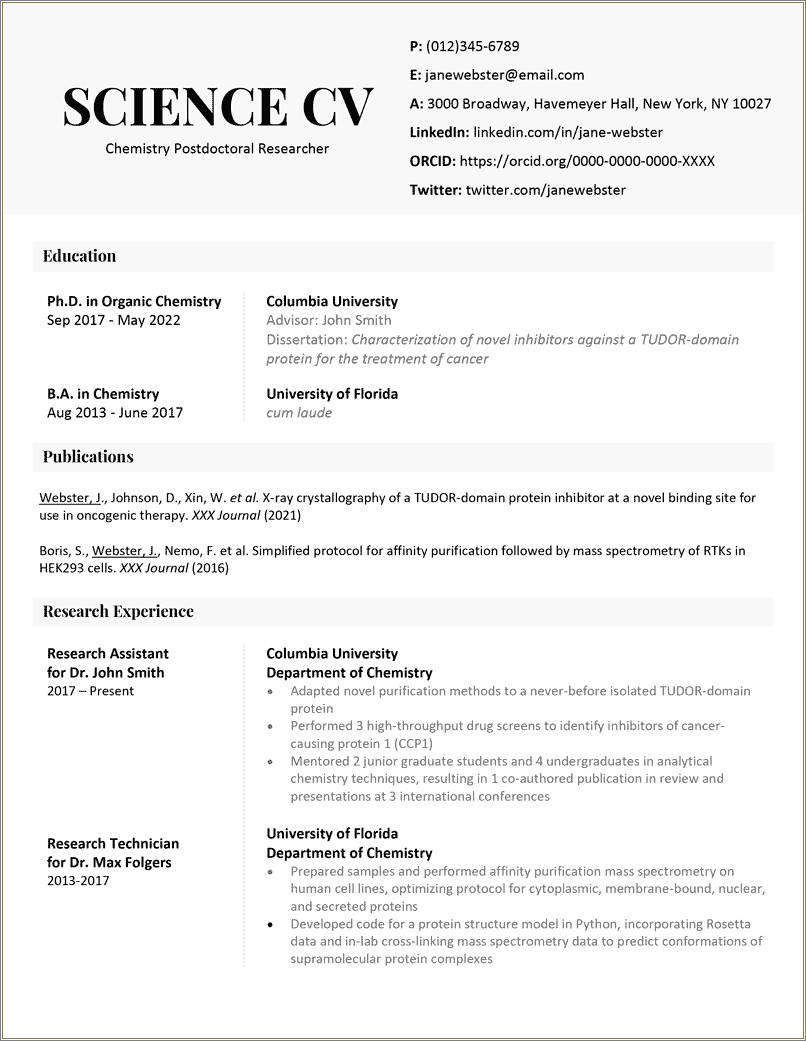Good Skill To Write On Resume For Chemist
