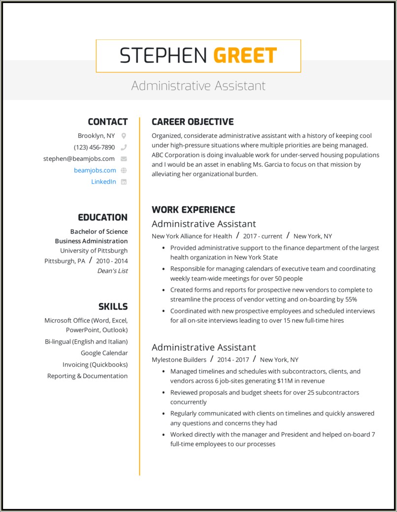 Good Skills For Admin Assistant Resume