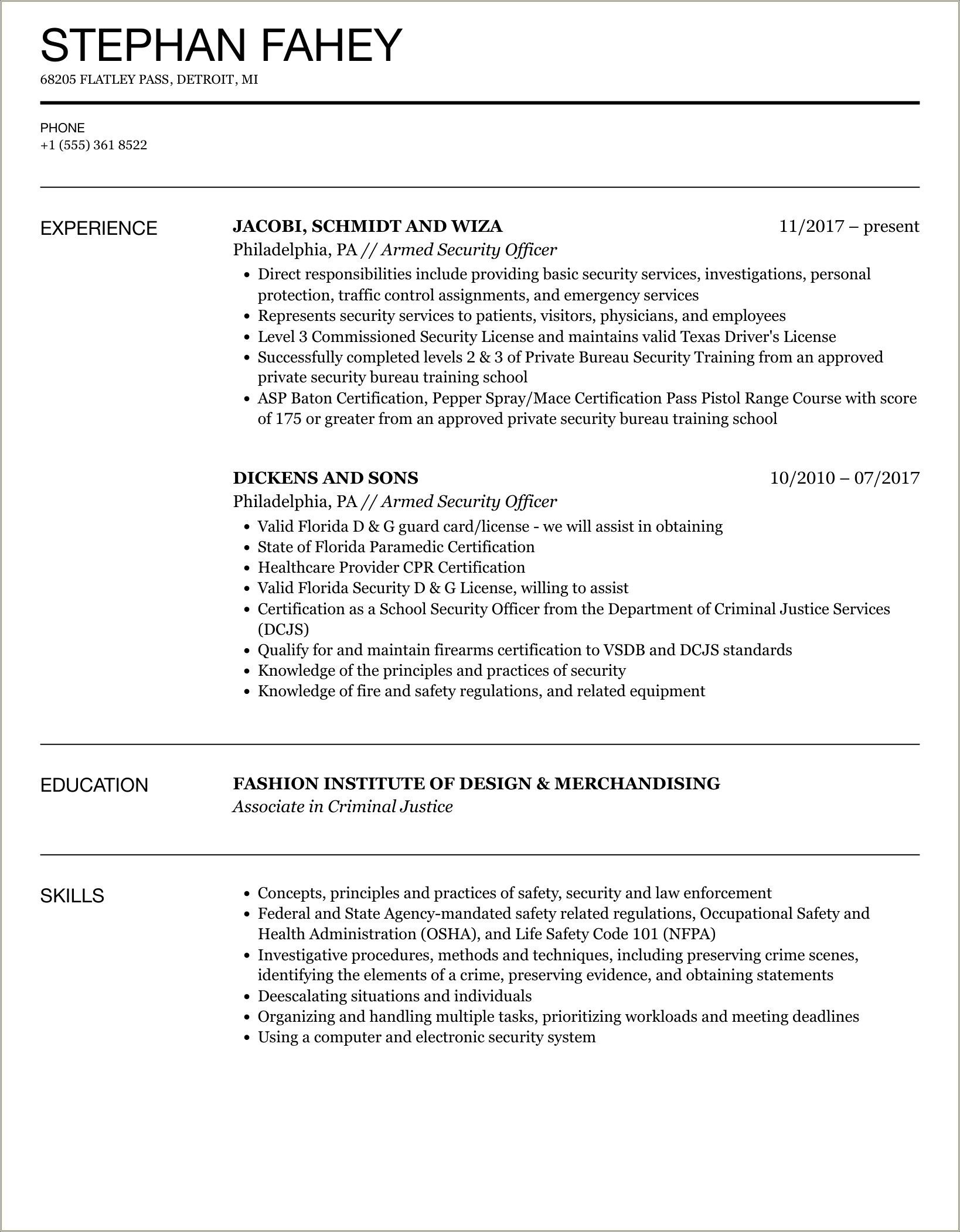 Good Skills For Police Officer Resume