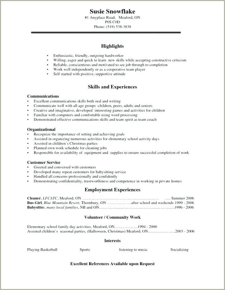 Good Skills For Resumes For Highschool Students