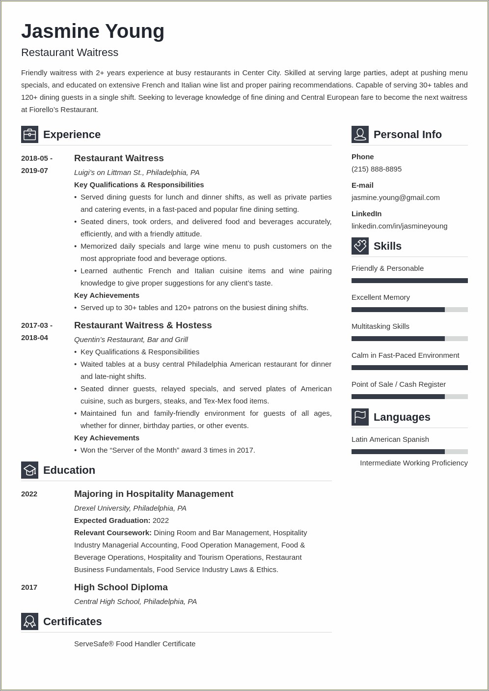 Good Skills Response On A Teens Resume