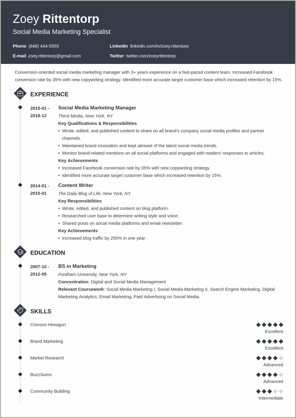 Good Social Media Evaluator Summary For Resume