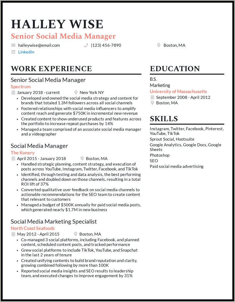 Good Social Media Skills For Resume