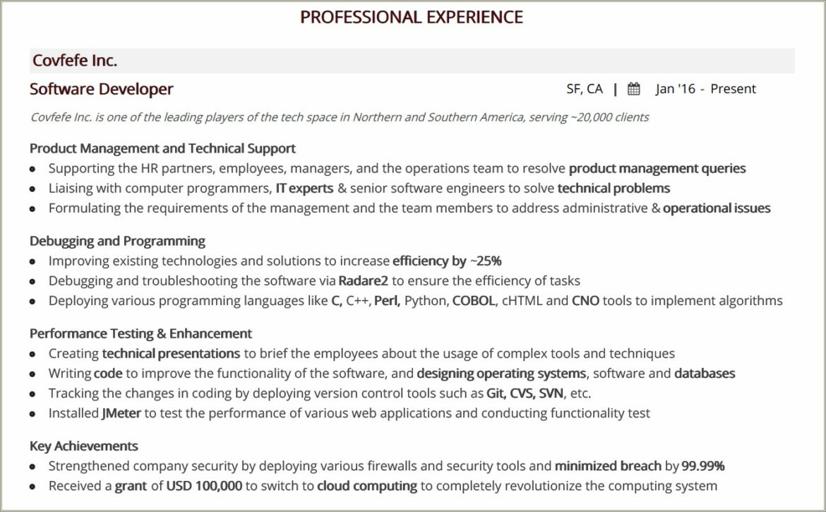 Good Summary Statements For Resume Computer Engineering