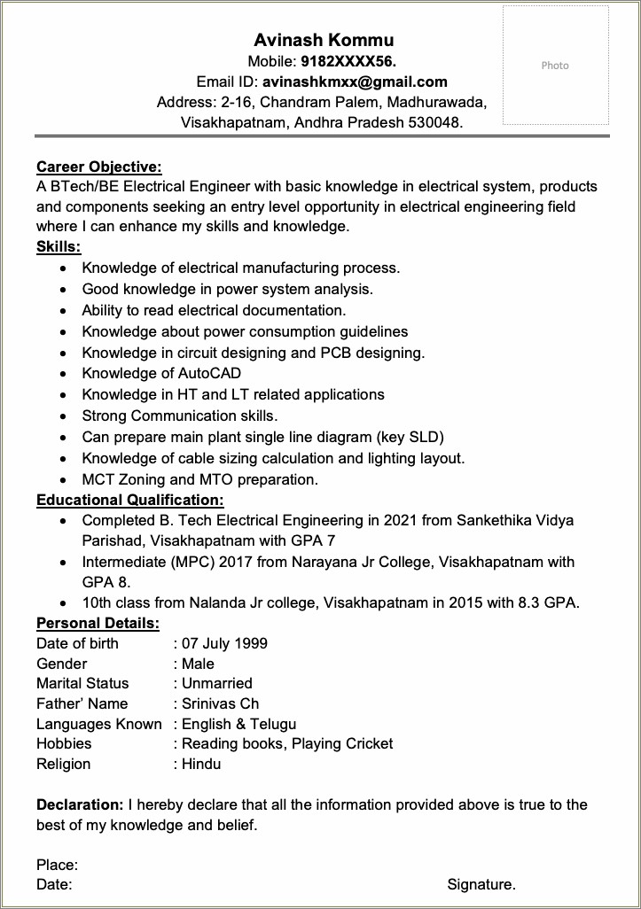 Good Technical Resume Format In Word