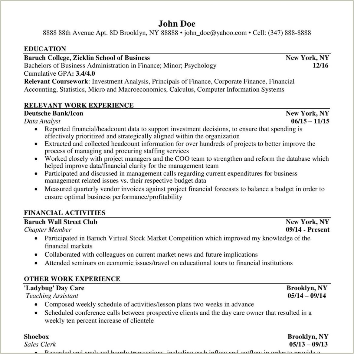 Good Things To Put On A Resume Reddit