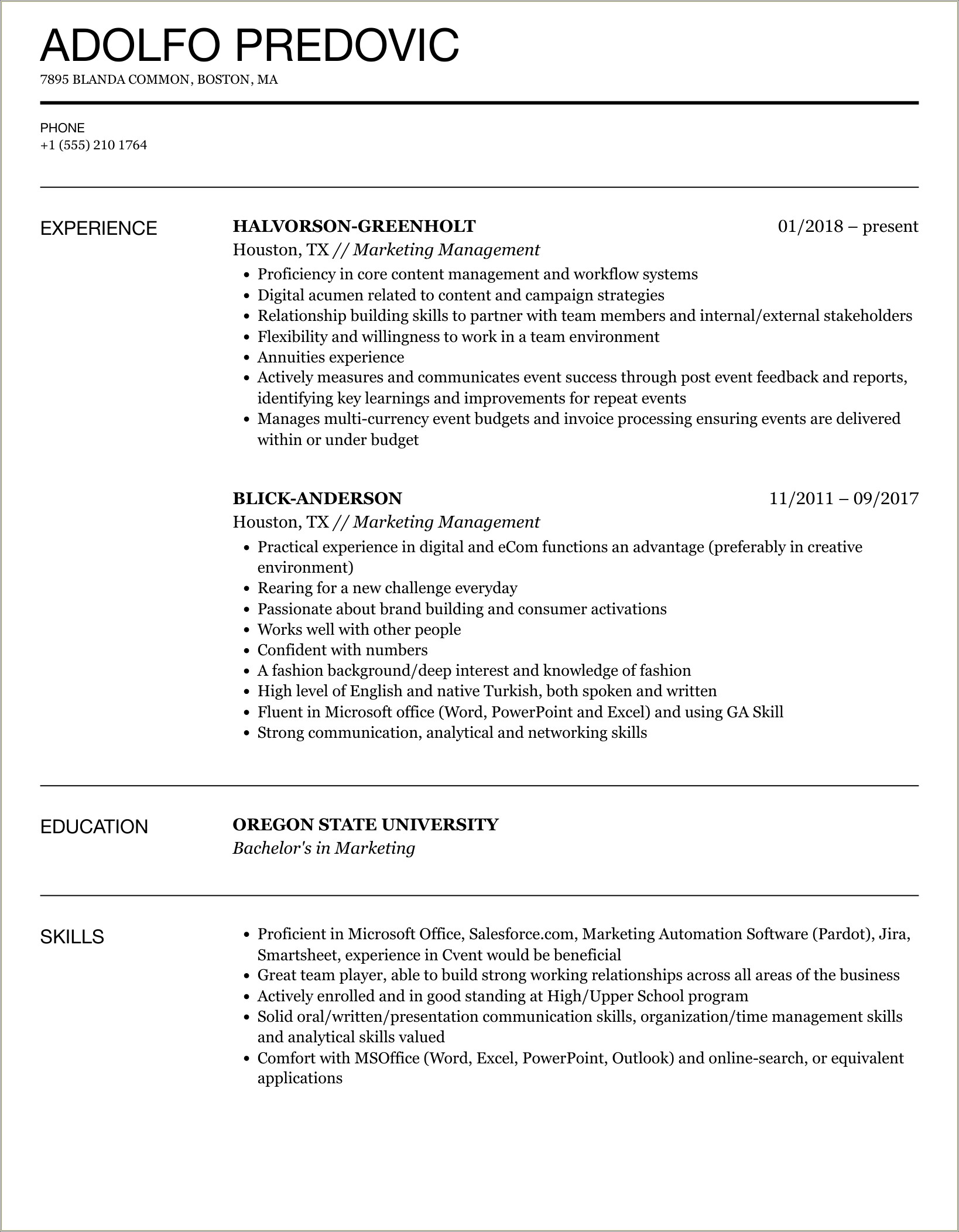 Good Time Management Skills In Resume