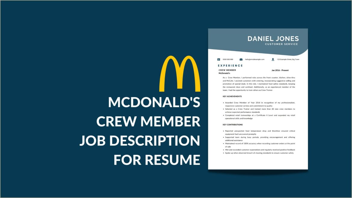 Good Way To Describe Mcdonalds On Resume