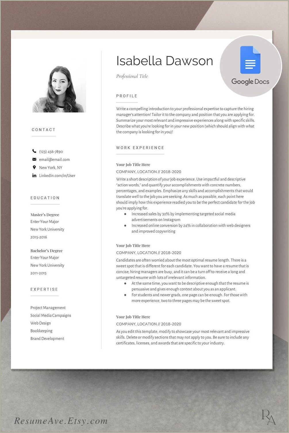 Google Docs Resume Template With Photo